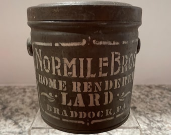 Vintage Marhoefer Pure Lard Tin, Kuhner Packing Advertising Bucket