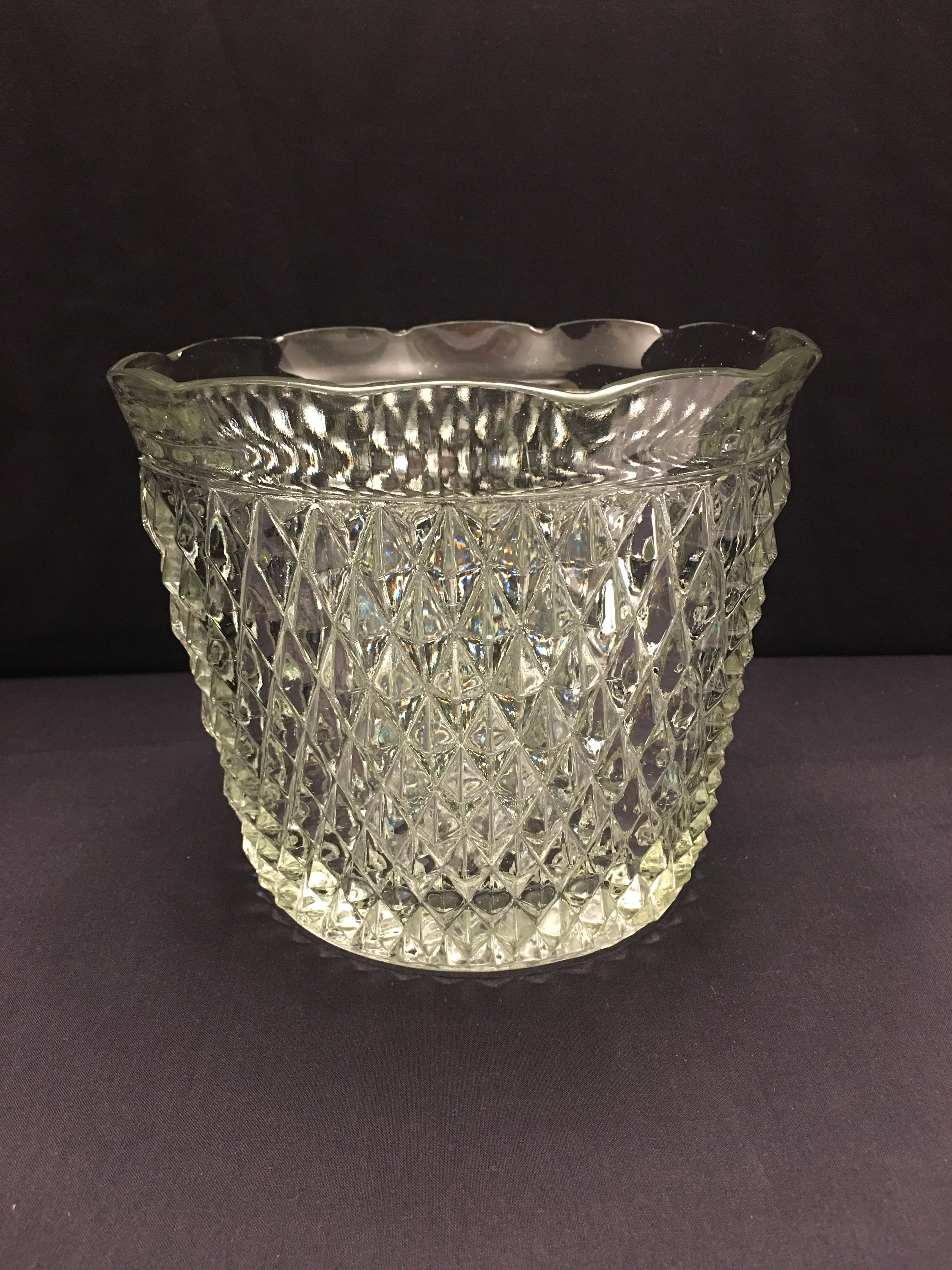 Vintage Cut Glass Ice Bucket Etsy UK