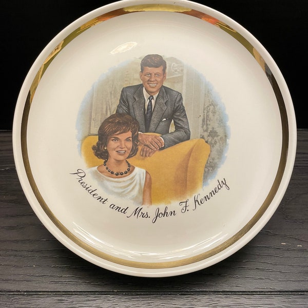 Vintage President & Mrs. John F. Kennedy Commemorative Plate