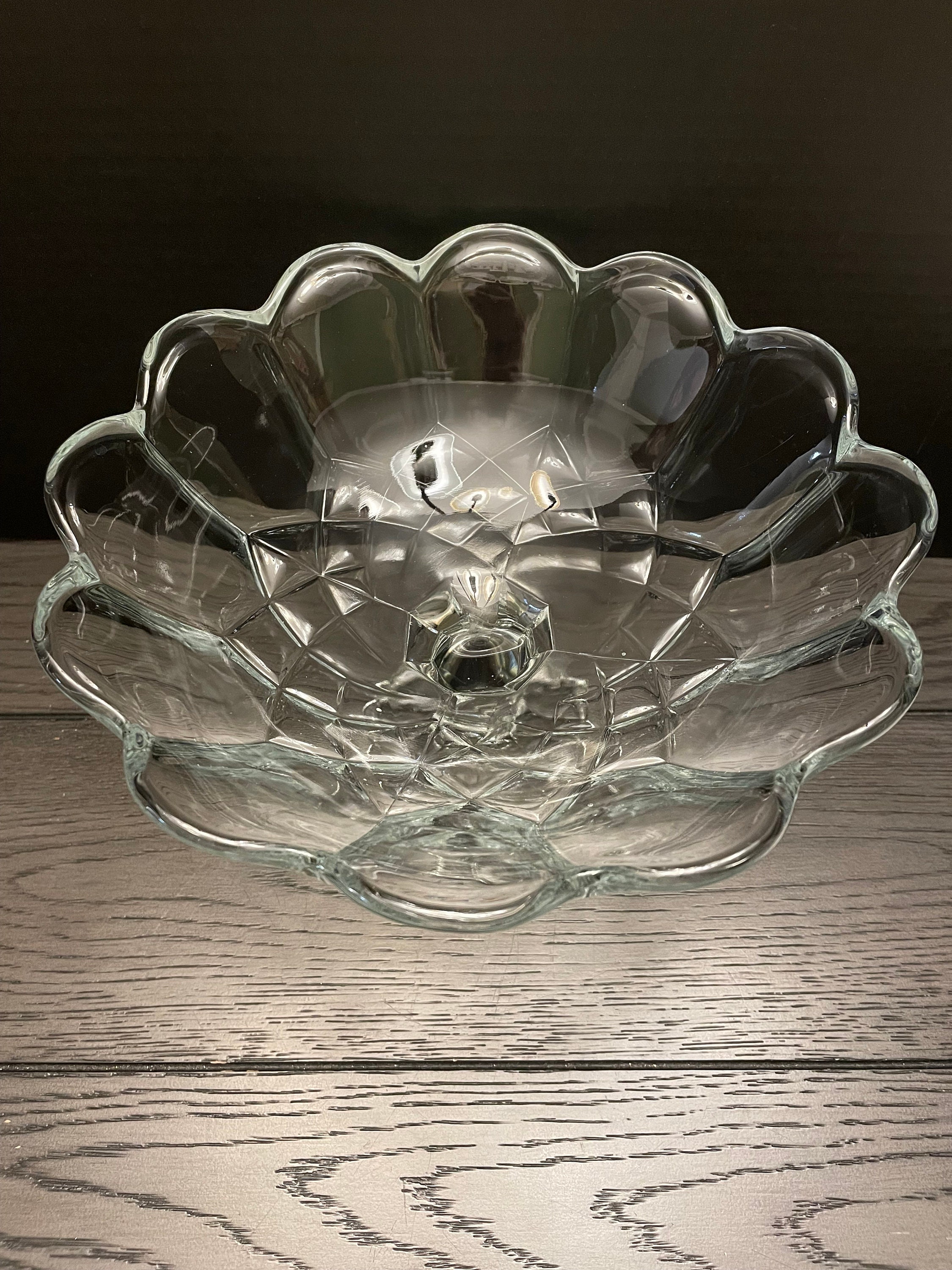 Vintage Clear Glass Pedestal Bowl Etsy