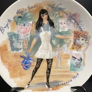 Vintage Limoges Collector&#39;s Plate &quot;Brigitte En Mini Jupe&quot;