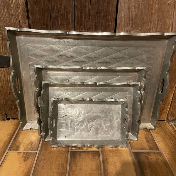 Vintage Mexican Silver Color Trays