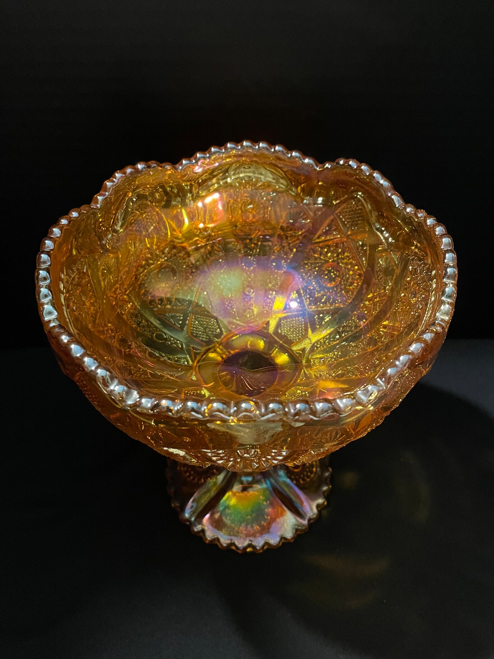 Vintage Glass Marigold Compote Dish - Etsy