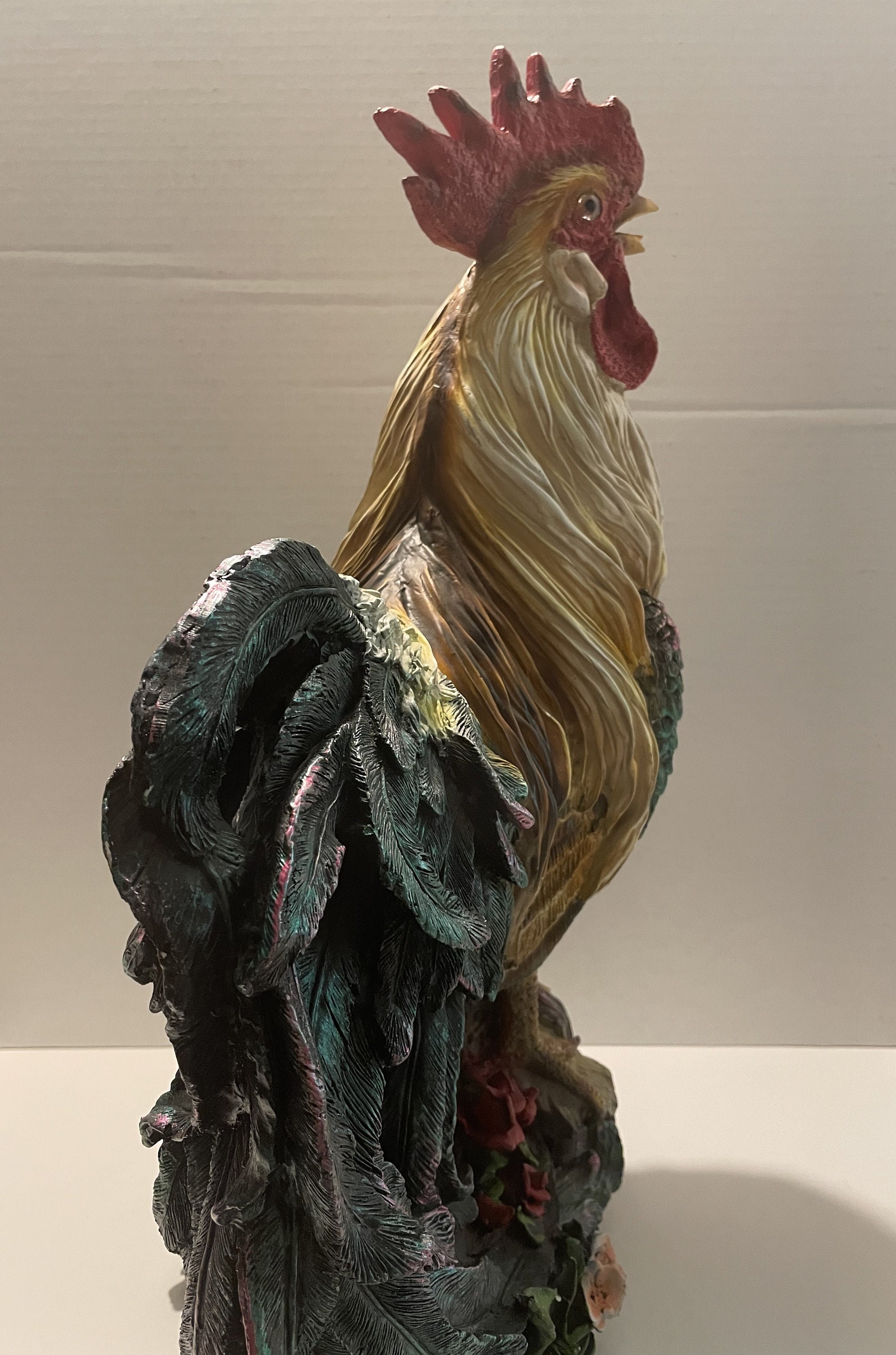 Vintage Massive Resin Rooster Statue Etsy