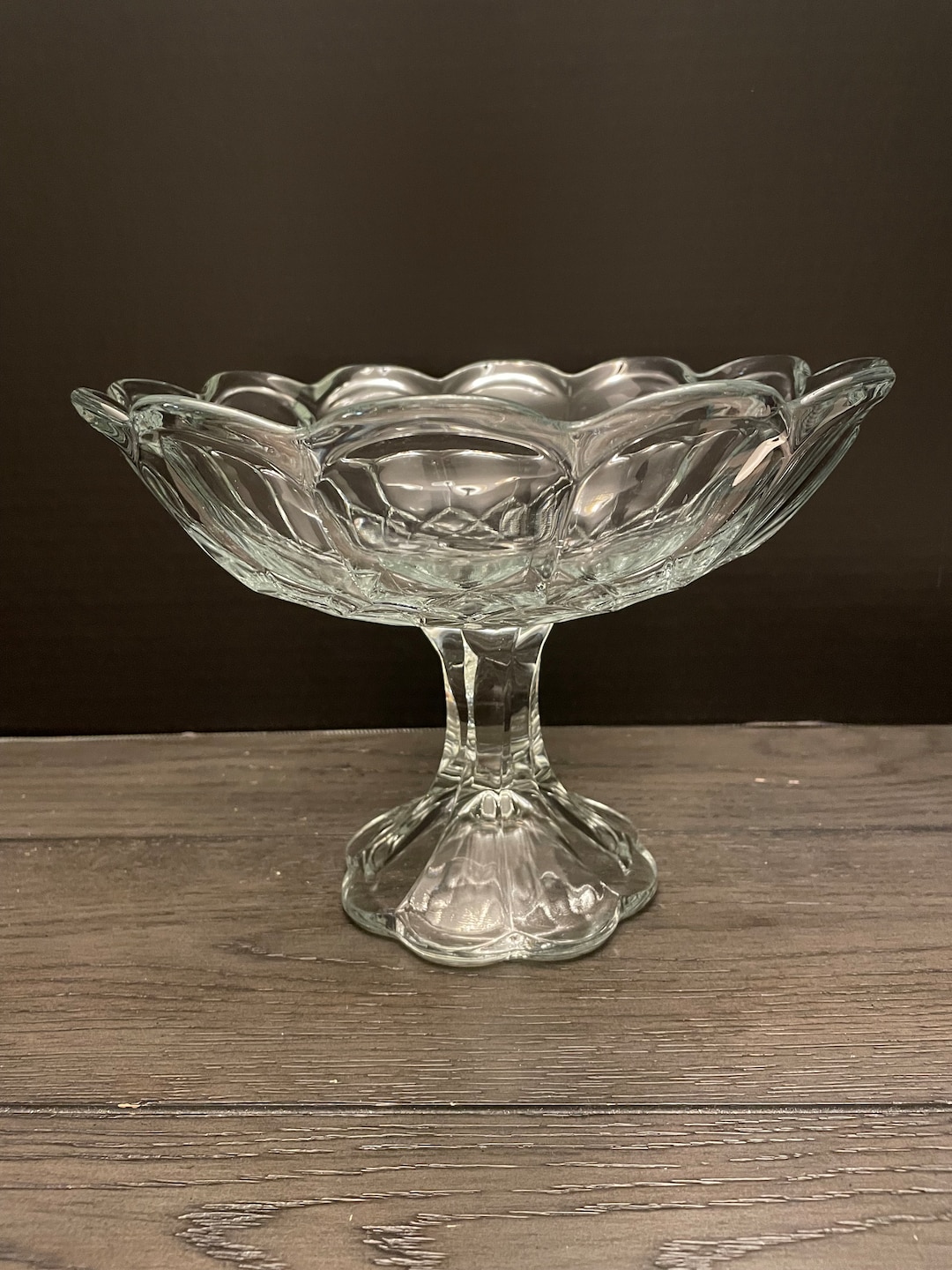 Vintage Clear Glass Pedestal Bowl Etsy