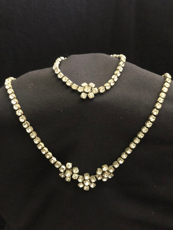 1950's Kramer Diamond Look Necklace, Bracelet & Ea