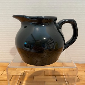 Vintage Black Squatty Pottery Creamer