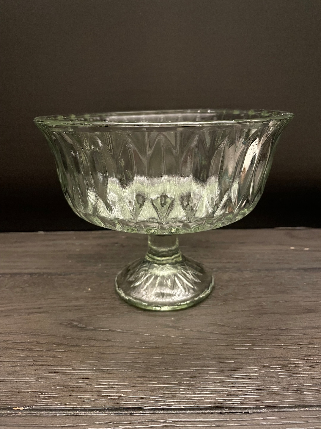 Vintage Clear Glass Pedestal Bowl Etsy