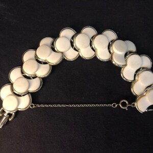 1970/1980 Coro Silver Tone & White Enamel Disc Bracelet