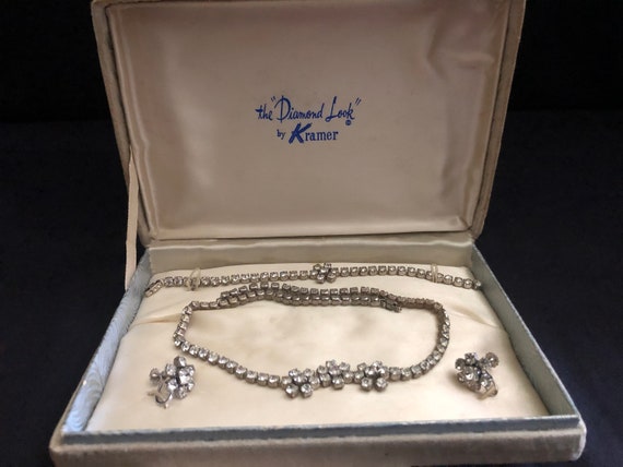 1950's Kramer Diamond Look Necklace, Bracelet & E… - image 8