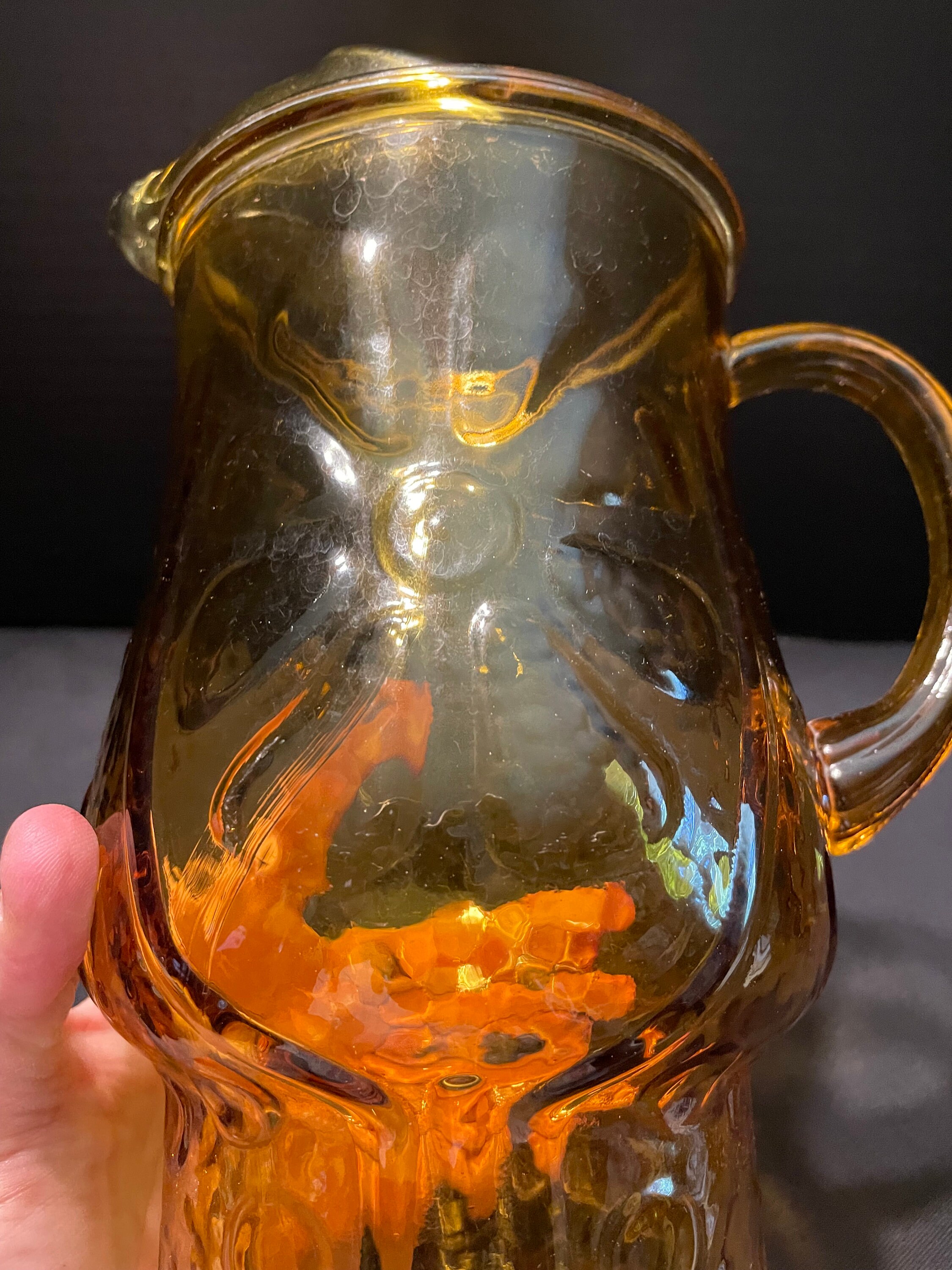 Vintage Anchor Hocking Amber Glass Pitcher - Etsy