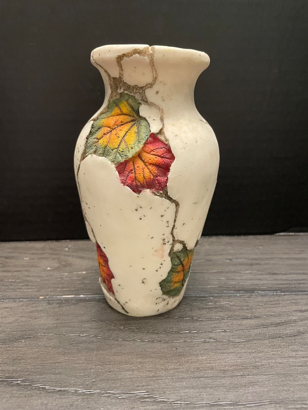 1980s Art Studio Leaf Engraved Bud Vase Etsy