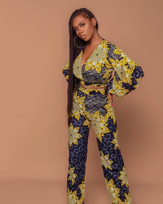 Ankara Trouser and Crop Top Two Piece 