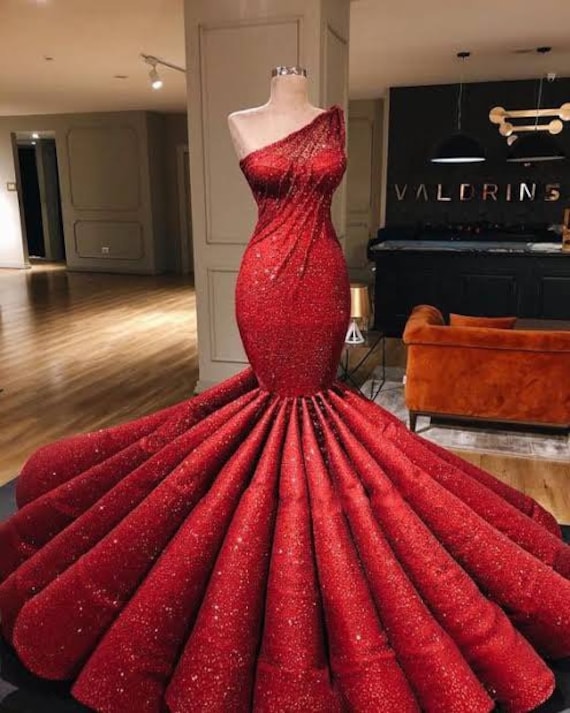 Red Hot dress long party dress wedding reception dress birthday dress graduation dress prom dress reception dress women clothing