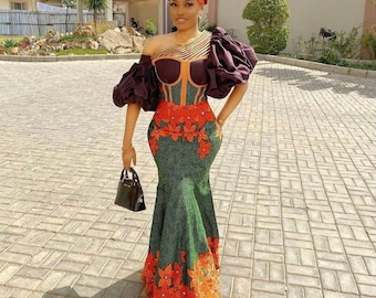 Ankara dress, Long dress, wedding dress, African wax, African Prom dress, African wedding dress, photoshoot dress