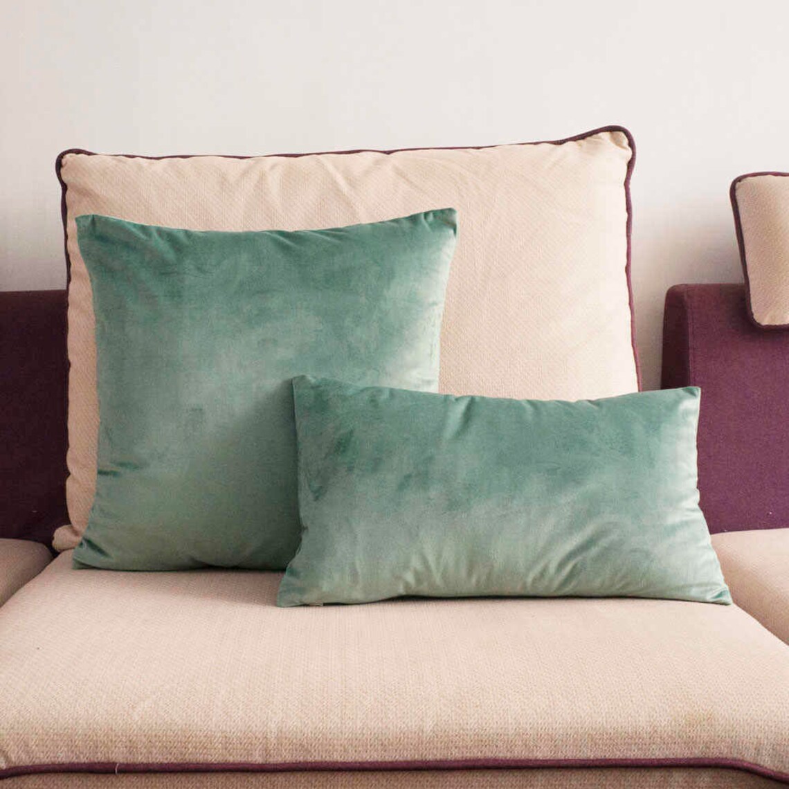 Aqua Green Velvet Throw Pillow Green Pillow Velvet Pillow Etsy