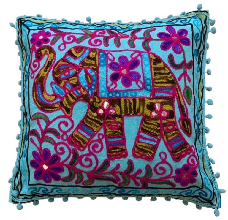 16x16 Indian Cushion Covers Square Animal Art - Etsy UK
