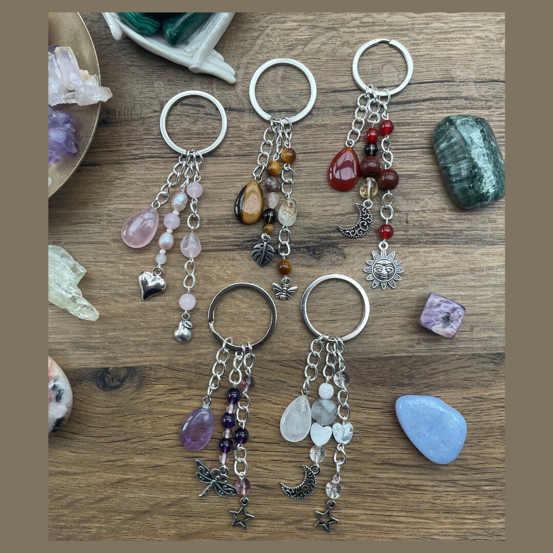 Small Crystal Teardrop Handmade Keyrings - 5 Options to Choose