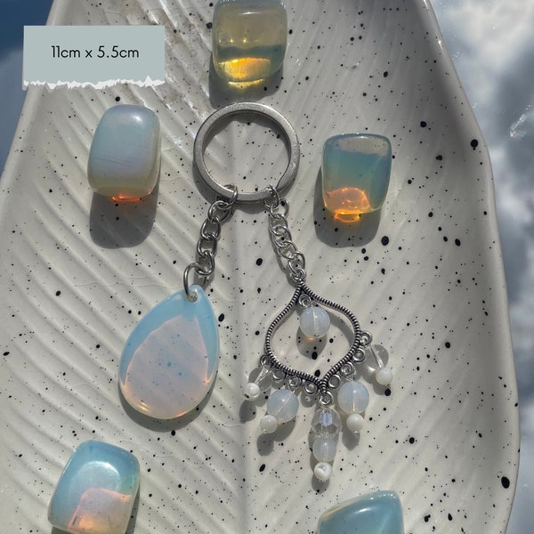 Opalite Dreamcatcher Keyring | Handmade With Mother of Pearl + Opalite