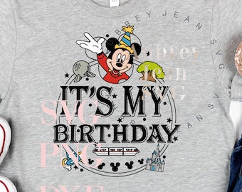 It's My Birthday Disneyland Design *SVG* PNG Sublimation *Cricut* Silhouette Cutting Machine Epcot Mickey Birthday Girl Boy Walt DisneyWorld