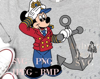 Diz Cruise Line DCL Mickey Anchor Sailor Design *SVG* PNG Dxf Sublimation Cricut Silhouette Studio Cutting Machine Castaway Cay Beach Hawaii