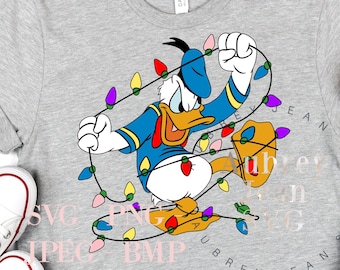Donald Christmas Lights ontwerp * SVG PNG-sublimatie Cricut silhouet snijmachine MVMCP Mickeys Very Merry Christmas Party Mickey Minnie