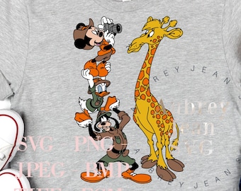 Safari Mickey Goofy Donald Giraffe Design *SVG* PNG Dxf Sublimation Cricut Silhouette Cutting Machine Animal Kingdom DisneyWorld Disneyland