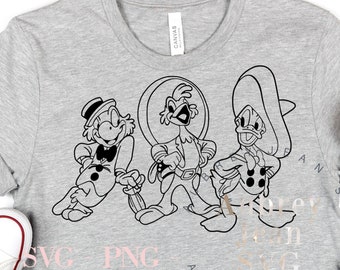 Three Caballeros Design *SVG* PNG DXF Sublimation *Cricut Silhouette Cutting Machine Epcot Mexico Mexican Pavilion Donald Duck Jose Panchito