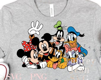 Fab 5 6 Design SVG PNG Dxf Sublimation Cricut Silhouette Studio Cutting Machine Mickey Minnie Pluto Goofy Donald Duck Daisy Duck Disneyland