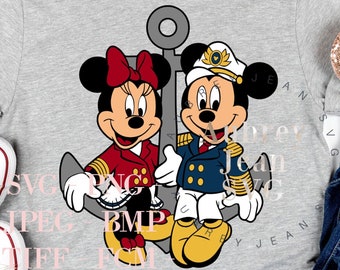 DCL Mickey Minnie Anchor Design*SVG*PNG Sublimation Cricut Silhouette Cutting Machine Walt DisneyWorld Disneyland Hawaii Cruise Line Sailor