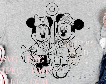DCL Mickey Minnie Anchor Design*SVG*PNG Sublimation Cricut Silhouette Cutting Machine Walt DisneyWorld Disneyland Hawaii Cruise Line Sailor