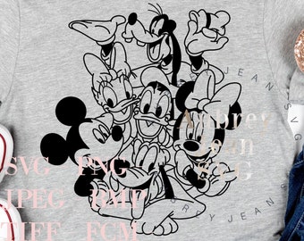 Fab 5 Design *SVG PNG Dxf Sublimation Cricut Silhouette Studio Cutting Machine Mickey Minnie Pluto Goofy Donald Duck Daisy DisneyWorld