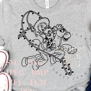 Jessie and Bullseye Christmas Lights Design *SVG* PNG Sublimation *Cricut* Silhouette Cutting Machine MVMCP Buzz Lightyear Woody Toy Story