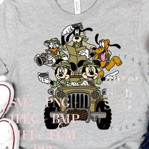 Safari Fab 5 Mickey Minnie Goofy Donald Pluto Design *SVG* PNG Dxf Sublimation Cricut Silhouette Cutting Machine Animal Kingdom DisneyWorld