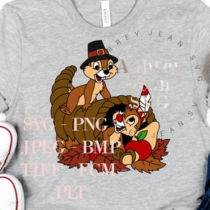 Thanksgiving Chip and Dale Design *SVG PNG Sublimation Cricut Silhouette Cutting Machine Walt DisneyWorld Disneyland Holiday Holidays Mickey