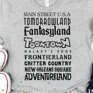 Disneyland Lands Design*SVG PNG Jpg Sublimation*Cricut Silhouette Cutting Machine Walt DisneyWorld Fantasyland Tomorrowland Adventureland