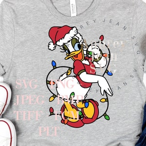 Noël Daisy Duck lumières Design * SVG * PNG sublimation * Machine de découpe Cricut Silhouette Walt DisneyWorld Disneyland Holidays Donald Duck