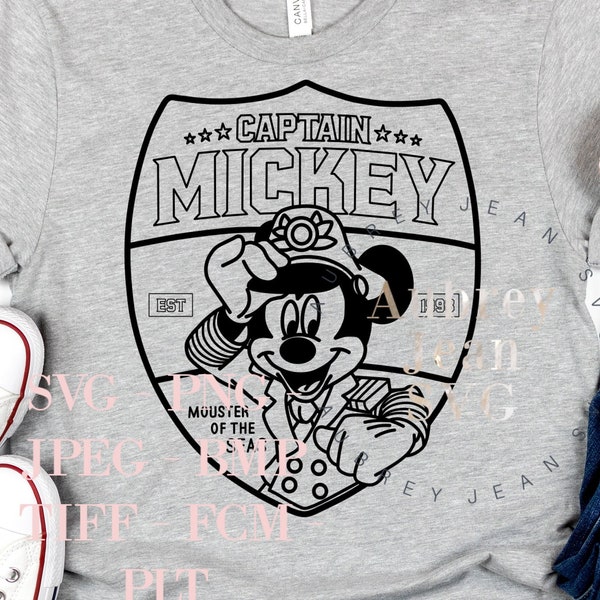 DCL Captain Mickey Mouse Design *SVG* PNG Bmp Dxf Sublimation Cricut Silhouette Cutting Machine Disneyland DisneyCruise Castaway Cay Sailor