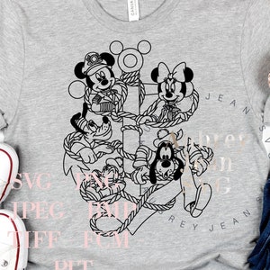 DCL Fab 5 Anchor Design *SVG* PNG Dxf Sublimation Cricut Silhouette Cutting Machine Disneyland DisneyCruise Castaway Cay Sailor Cruise Line