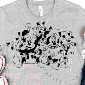 Mickey Minnie Christmas Lights Design *SVG* PNG DXF Sublimation Cricut Silhouette Studio Cutting Machine Mickeys Very Merry Christmas Party
