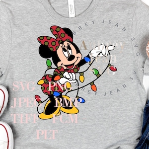 Christmas Minnie Lights Design *SVG* PNG Sublimation *Cricut* Silhouette Cutting Machine Walt DisneyWorld Disneyland Holidays Holiday Mickey