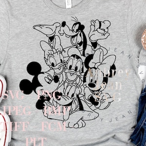 Fab 5 Design *SVG PNG Dxf Sublimation Cricut Silhouette Studio Cutting Machine Mickey Minnie Pluto Goofy Donald Duck Daisy DisneyWorld