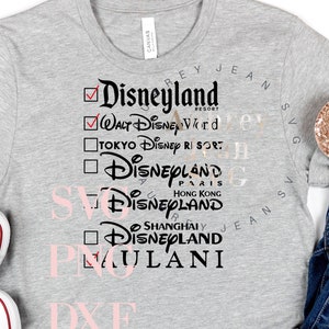 Diz Parks Checkoff Design *SVG* PNG *Sublimação* Máquina de corte Cricut Silhouette DisneyWorld Disneyland Xangai Tóquio Paris Hong Kong