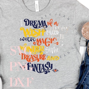 DCL I Dream of a Wish met Magic Wonder Fantasy Treasure-ontwerp *SVG* PNG Dxf-sublimatie Cricut-snijmachine DisneyCruise Castaway Cay