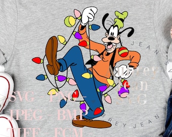 Goofy kerstverlichting ontwerp *SVG* PNG sublimatie Cricut silhouet snijmachine MVMCP Mickeys Very Merry Christmas Party Mickey Minnie