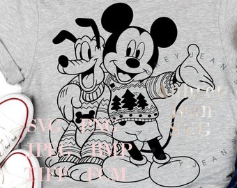 Mickey Pluto lelijke kersttrui ontwerp *SVG* PNG-sublimatie * Cricut silhouetsnijmachine MVMCP Mickeys Very Merry Christmas Party