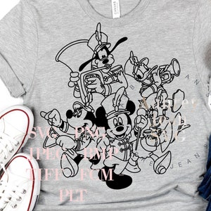 Zespół Fab 5 Design *SVG* PNG Dxf Sublimacja *Cricut* Maszyna do cięcia sylwetki Myszka Miki Minnie Pluto Goofy Kaczor Donald Daisy Drum Line Muzyka