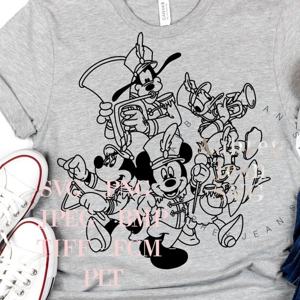 Band Fab 5 Design *SVG* PNG Dxf Sublimation *Cricut* Silhouette Cutting Machine Mickey Minnie Pluto Goofy Donald Duck Daisy Drum Line Music