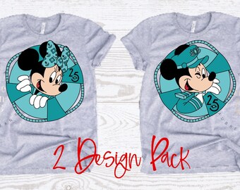 2 Pack 25th Anniversary Mickey Minnie Cruise Line SVG PNG Sublimation Cricut Silhouette Cutting Machine Disneyland DisneyWorld DCL Wish