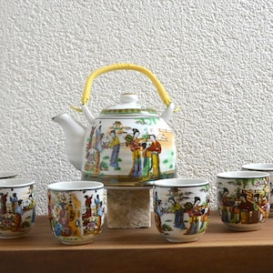 Service à thé avec 6 tasses et théière | Service à thé moderne | Porcelaine